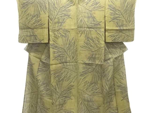 アンティーク　本場小千谷ちぢみ　松模様織り出し着物